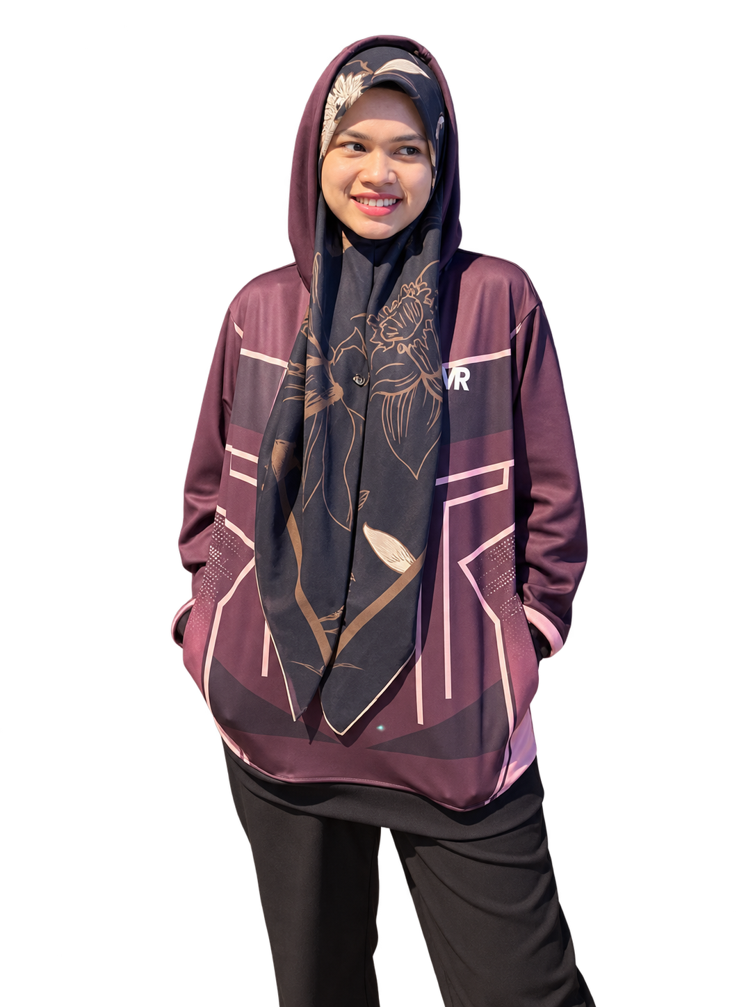 Nurul Medina smiling, in her signature hijab